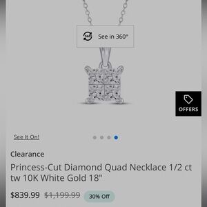 Kays White Gold Princess-Cut Diamond Necklace